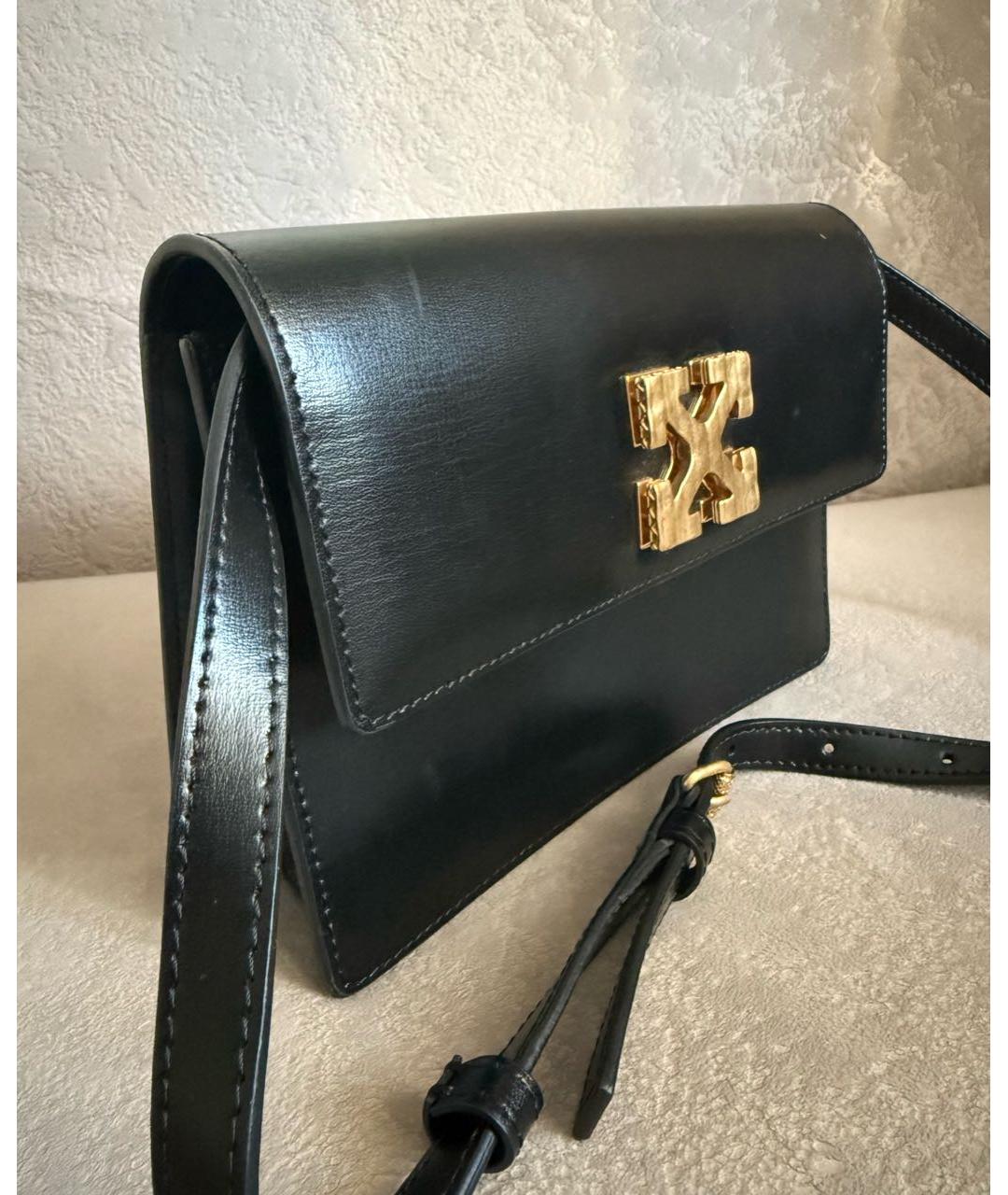 OFF-WHITE Черная кожаная сумка через плечо, фото 2