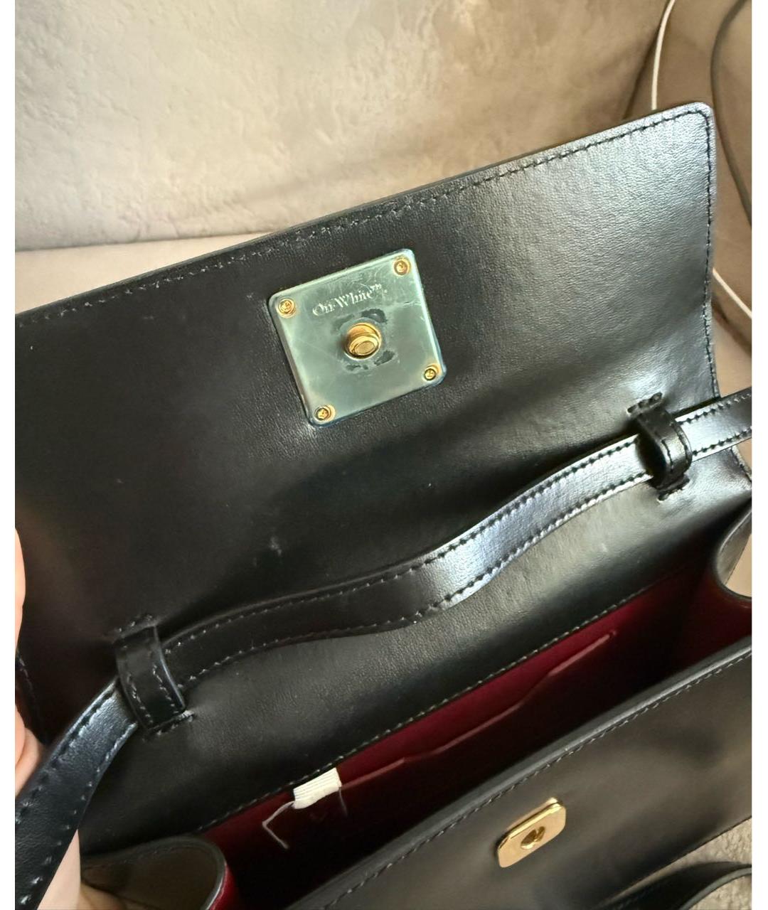 OFF-WHITE Черная кожаная сумка через плечо, фото 4