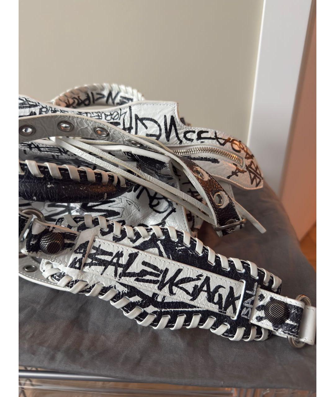 BALENCIAGA Белая кожаная сумка через плечо, фото 7