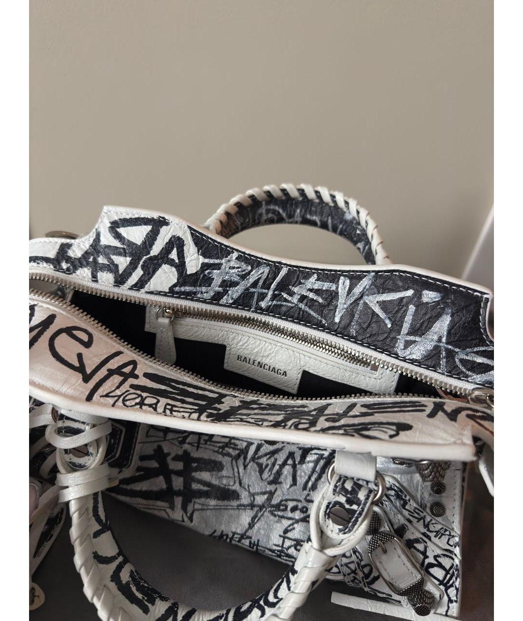 BALENCIAGA Белая кожаная сумка через плечо, фото 4