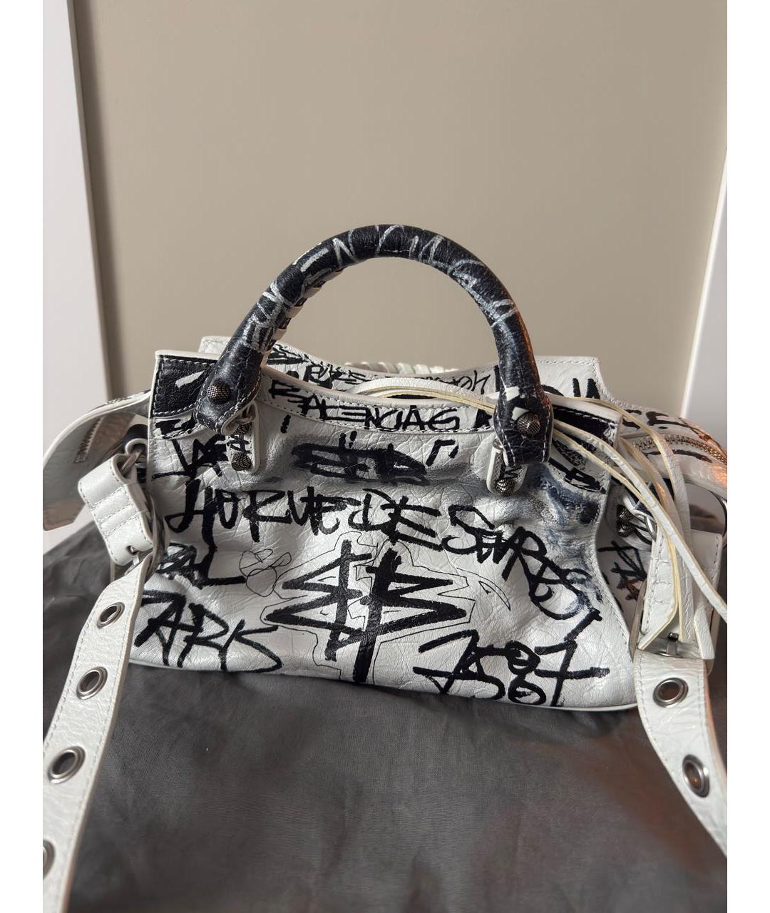 BALENCIAGA Белая кожаная сумка через плечо, фото 3