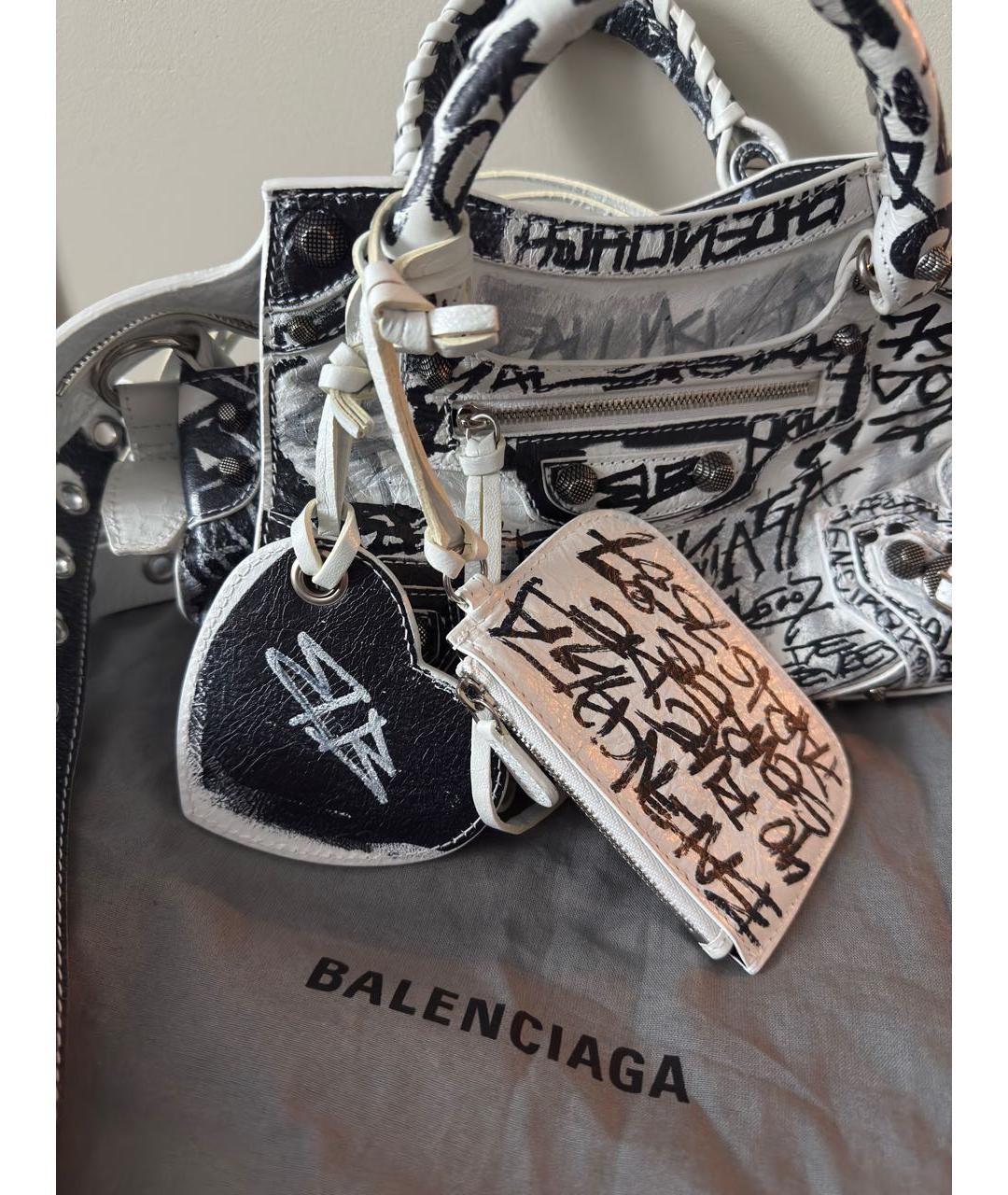 BALENCIAGA Белая кожаная сумка через плечо, фото 8