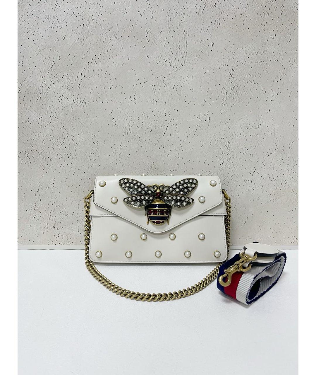 GUCCI Белая кожаная сумка через плечо, фото 2