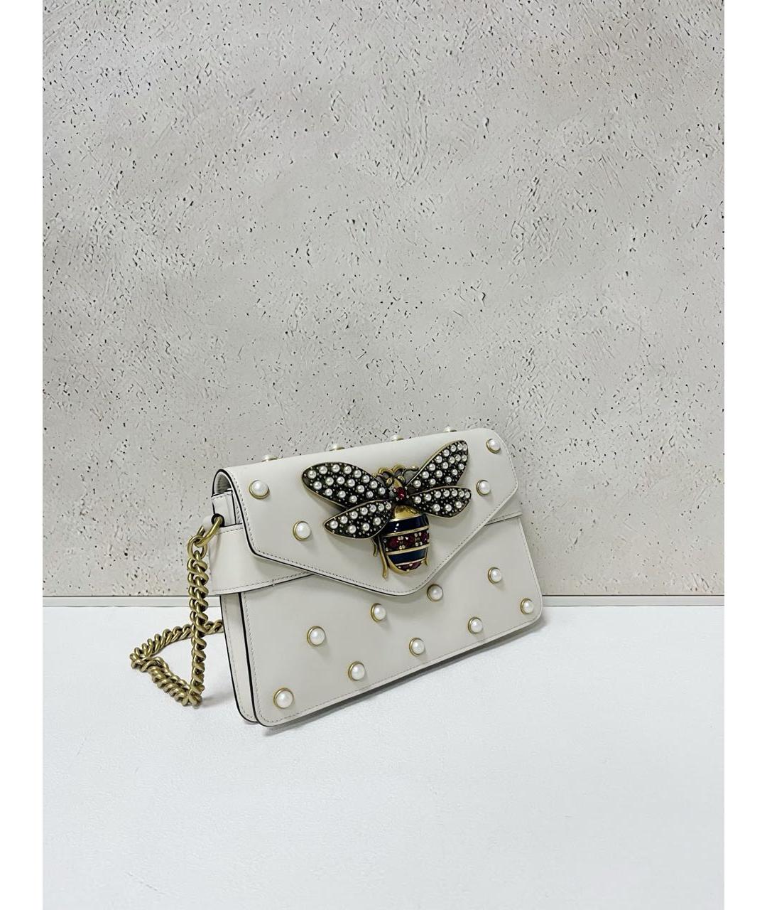 GUCCI Белая кожаная сумка через плечо, фото 4