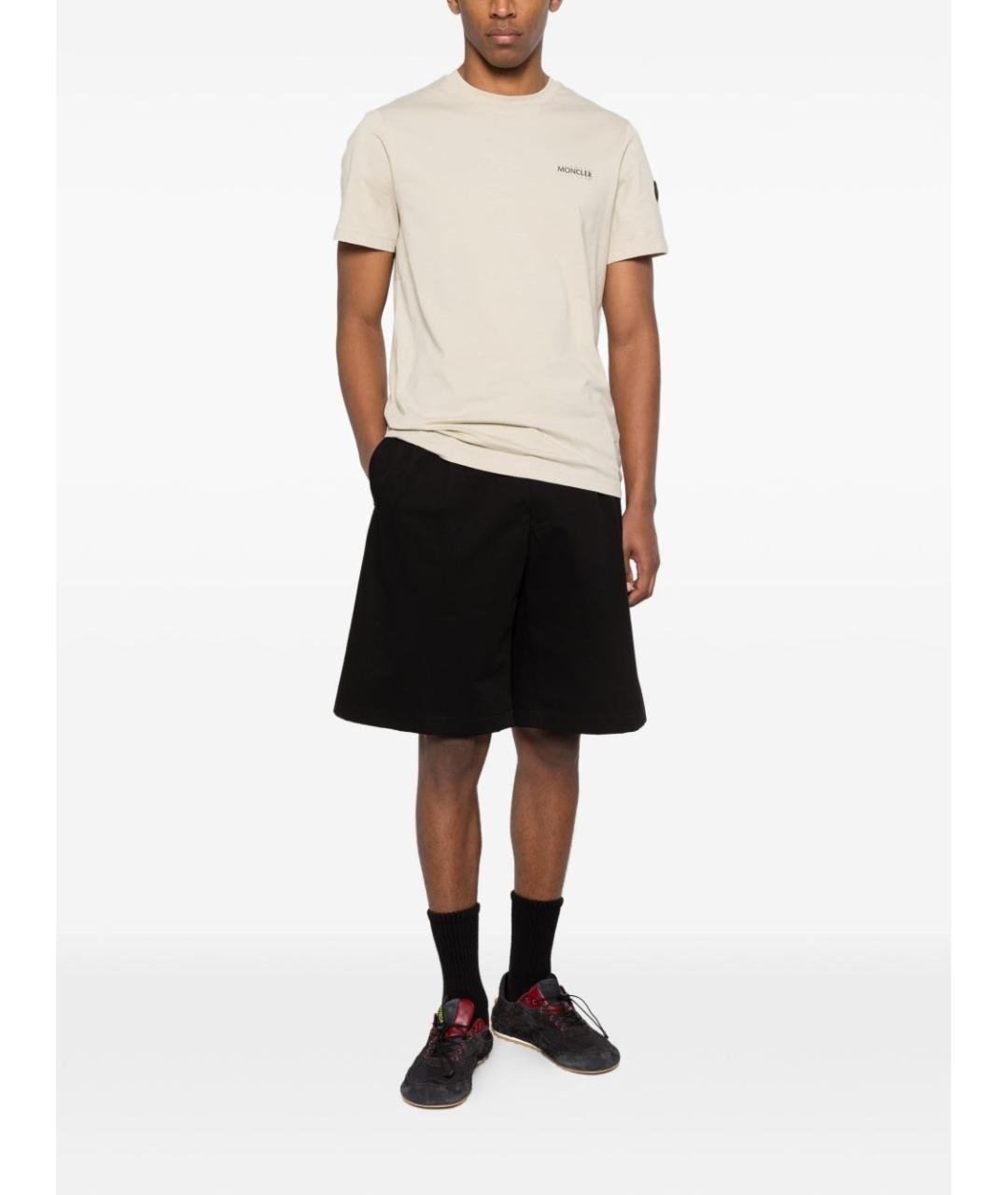 MONCLER Бежевая хлопковая футболка, фото 2