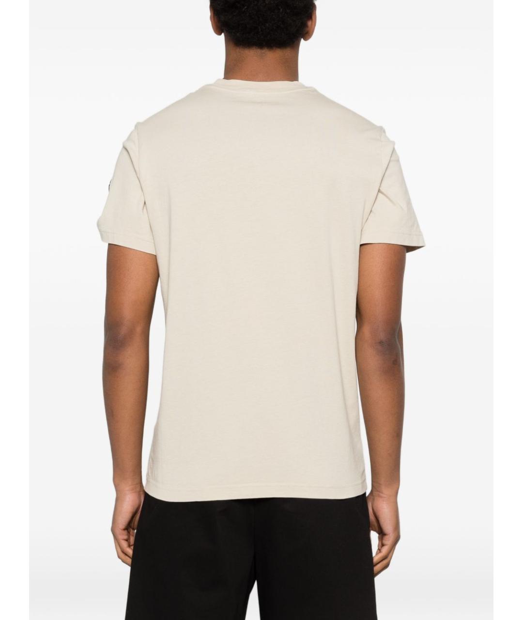 MONCLER Бежевая хлопковая футболка, фото 5
