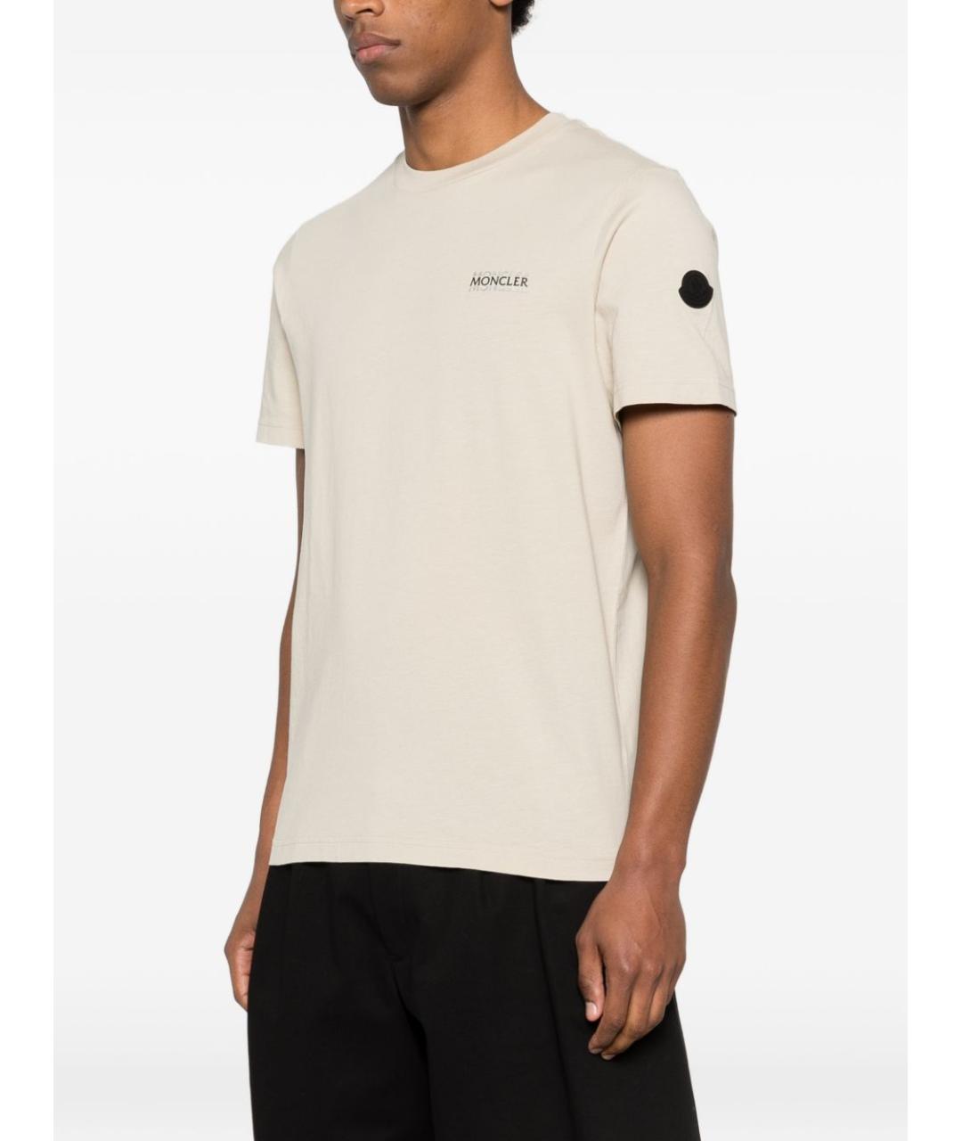 MONCLER Бежевая хлопковая футболка, фото 3