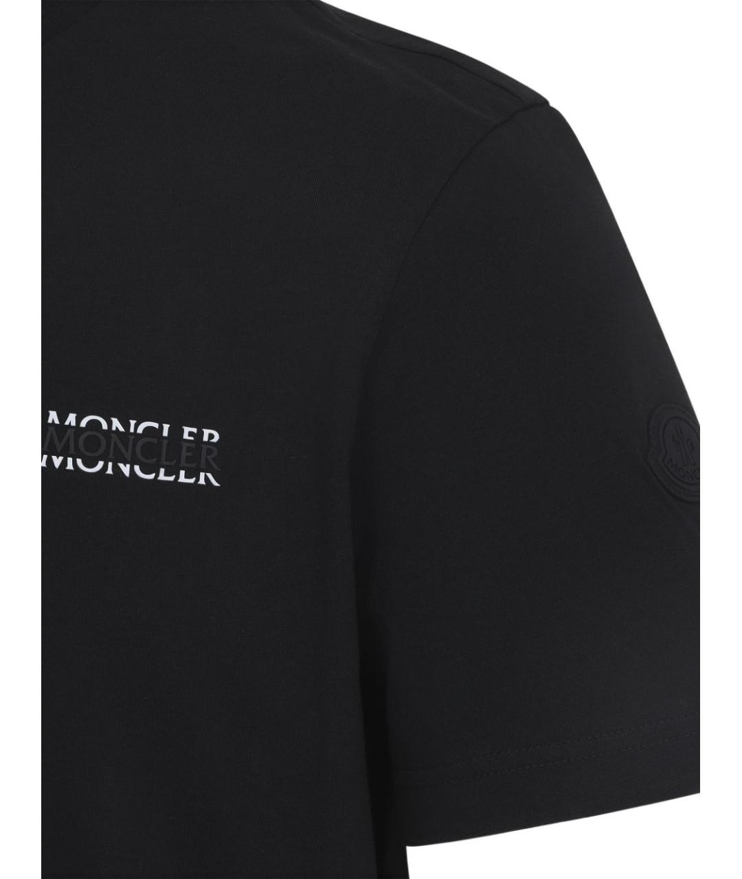 MONCLER Черная хлопковая футболка, фото 2