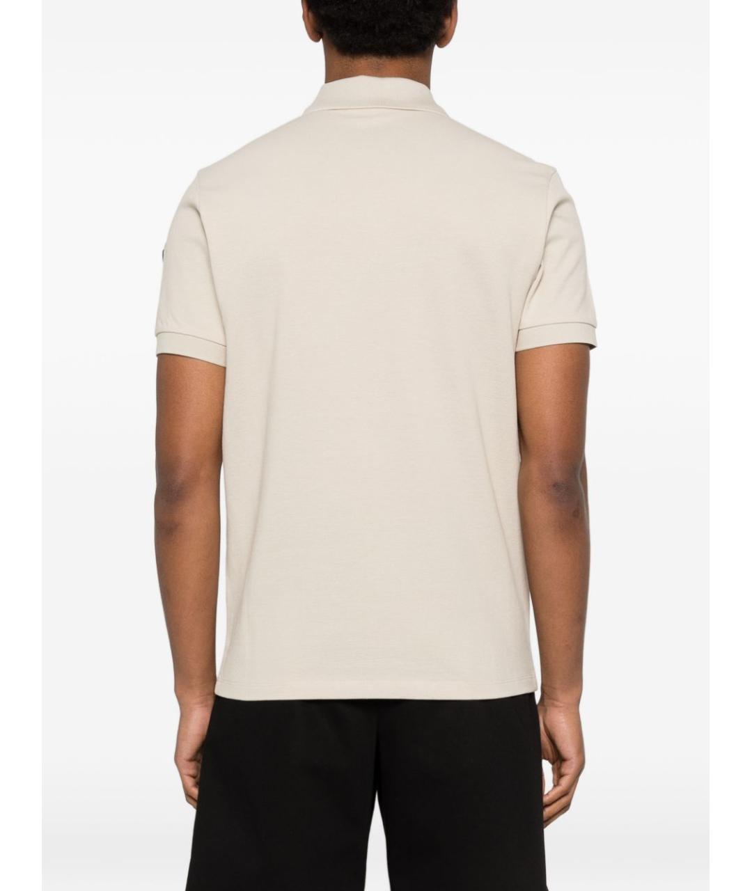 MONCLER Бежевое хлопковое поло с коротким рукавом, фото 4