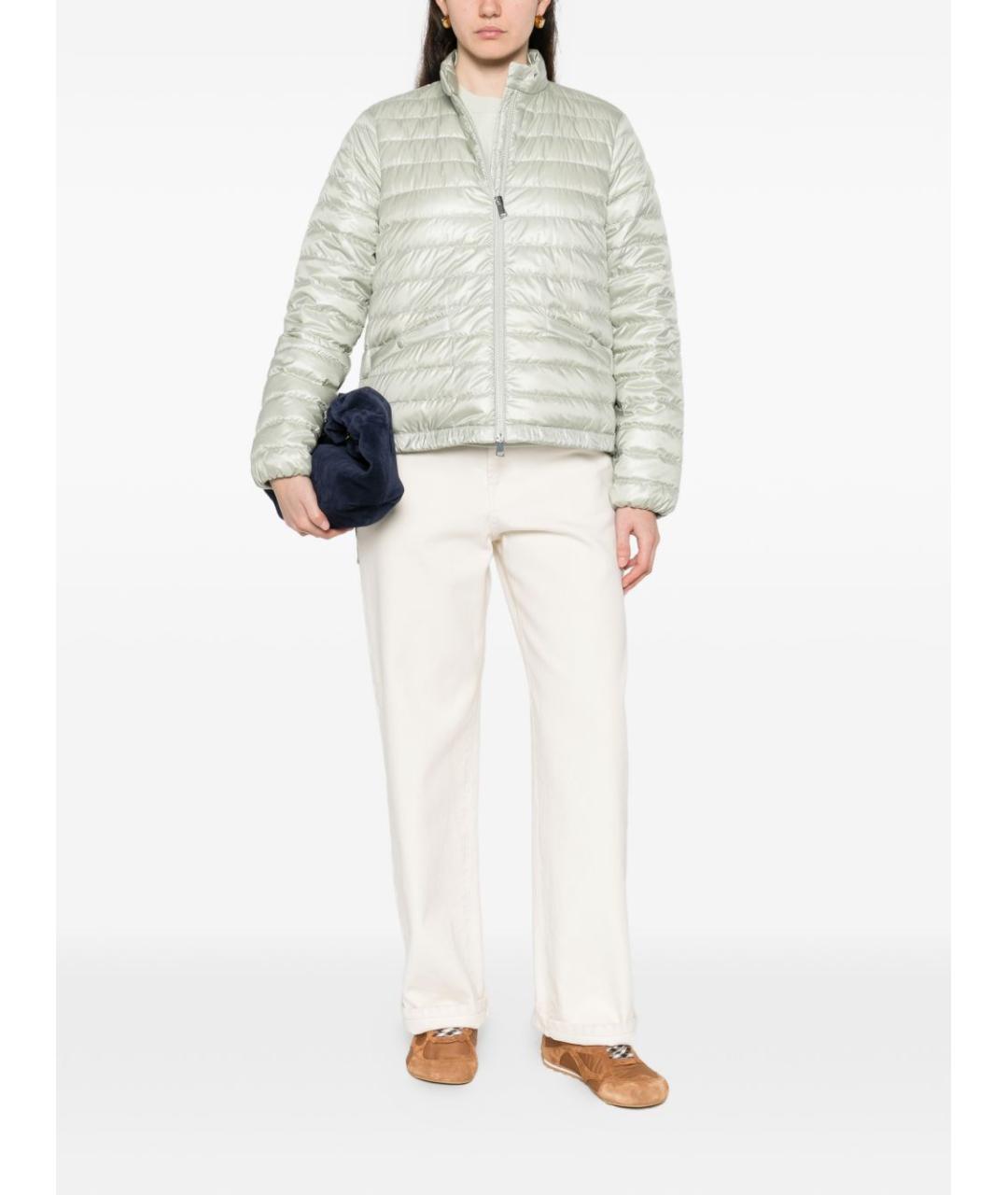 MONCLER Зеленый полиамидовый пуховик, фото 3