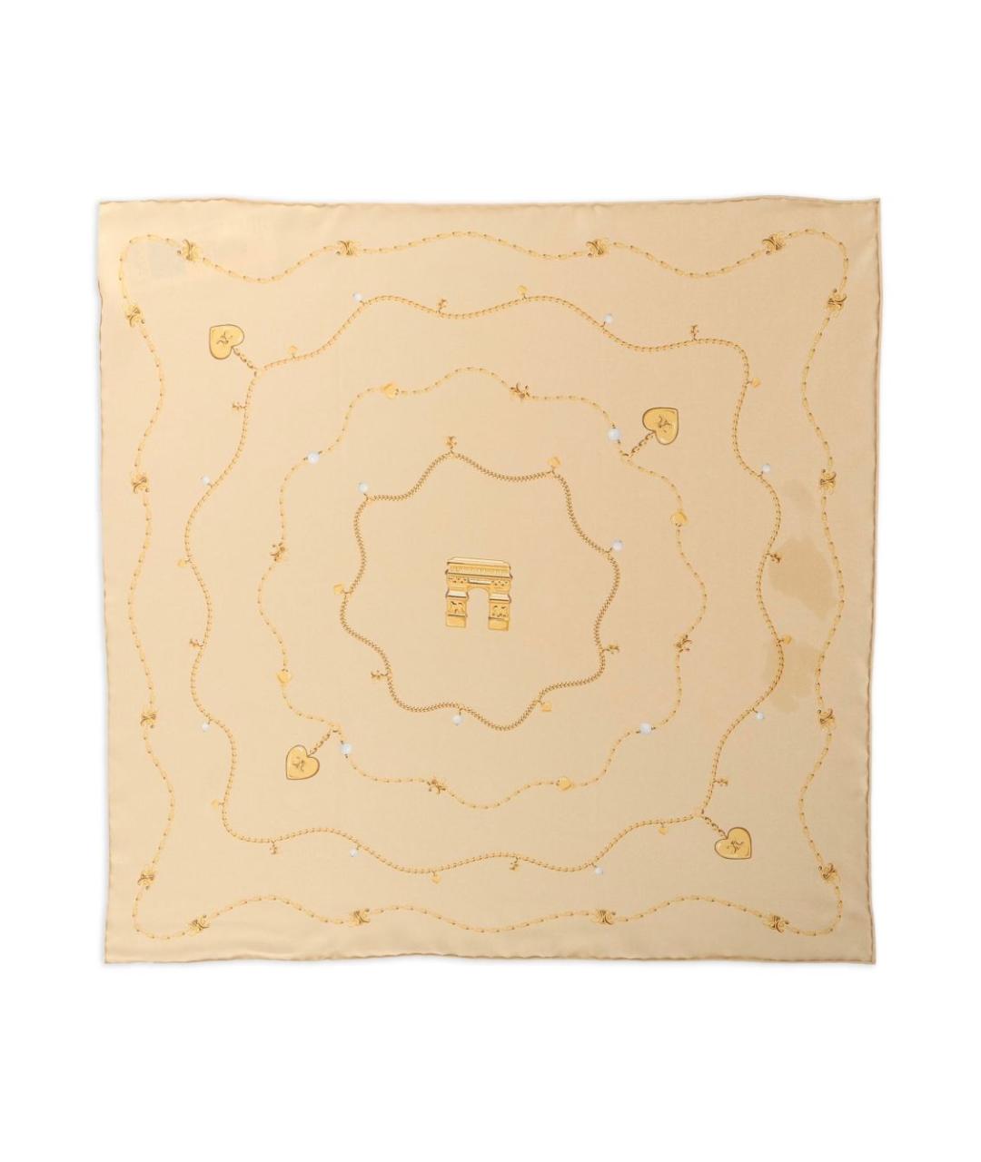 CELINE Бежевый шелковый платок, фото 1