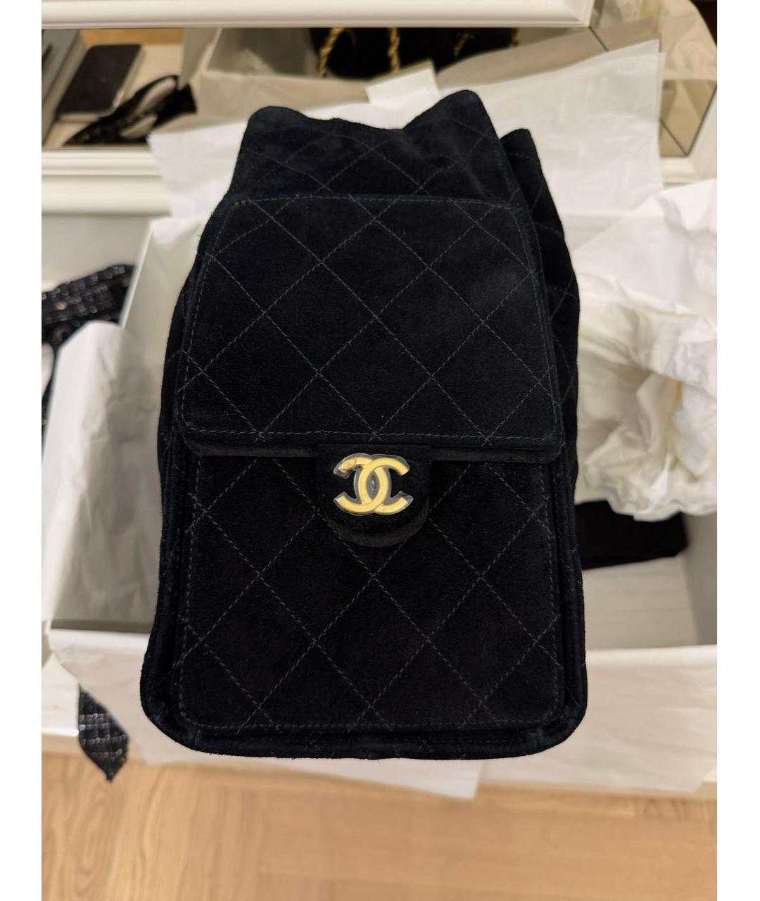 CHANEL Черная замшевая сумка тоут, фото 4