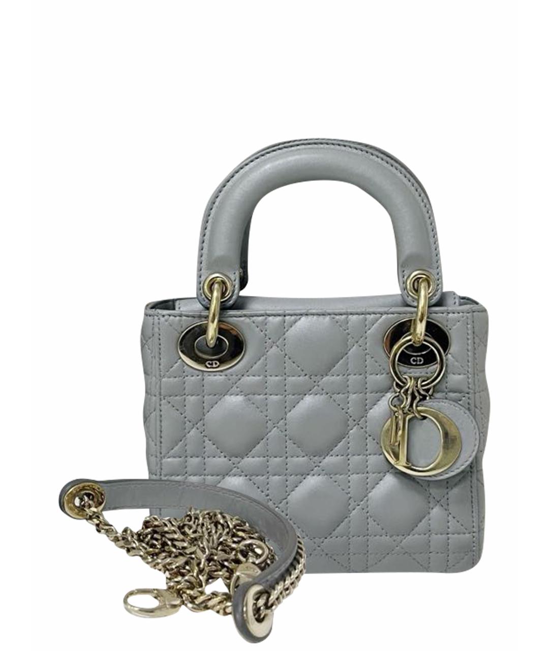 CHRISTIAN DIOR Серая кожаная сумка через плечо, фото 1