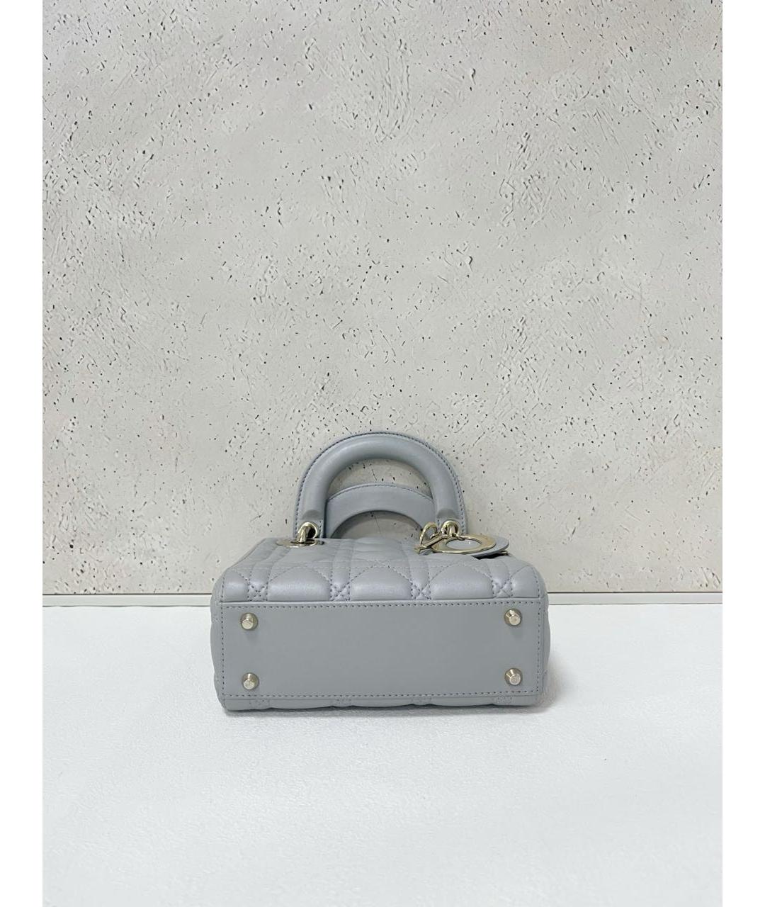 CHRISTIAN DIOR Серая кожаная сумка через плечо, фото 6