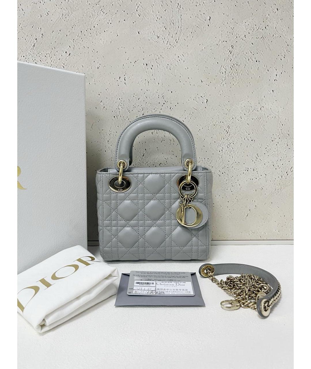 CHRISTIAN DIOR Серая кожаная сумка через плечо, фото 7