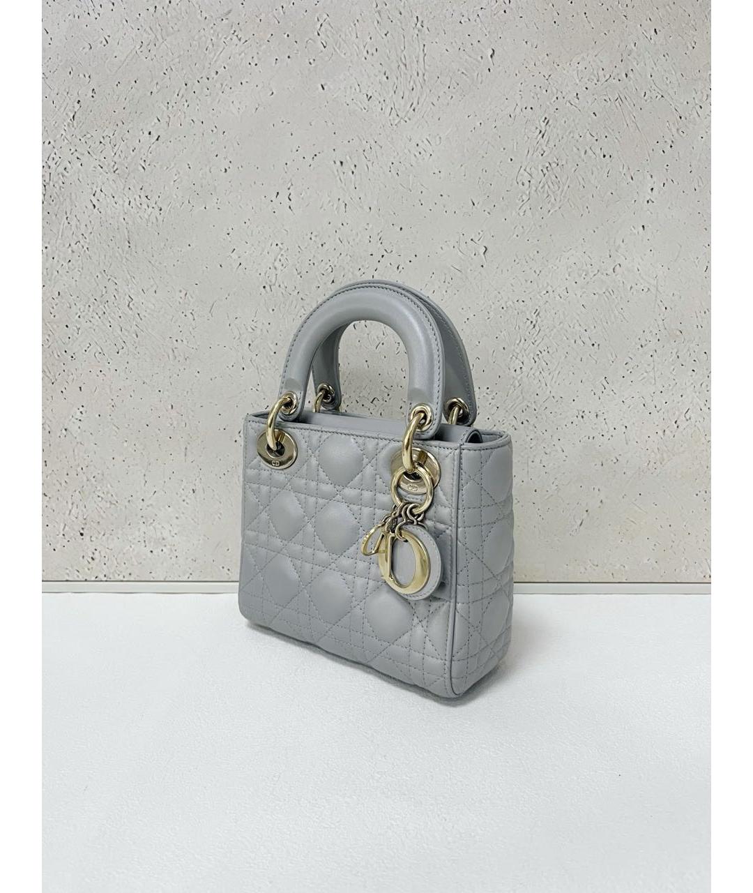 CHRISTIAN DIOR Серая кожаная сумка через плечо, фото 4