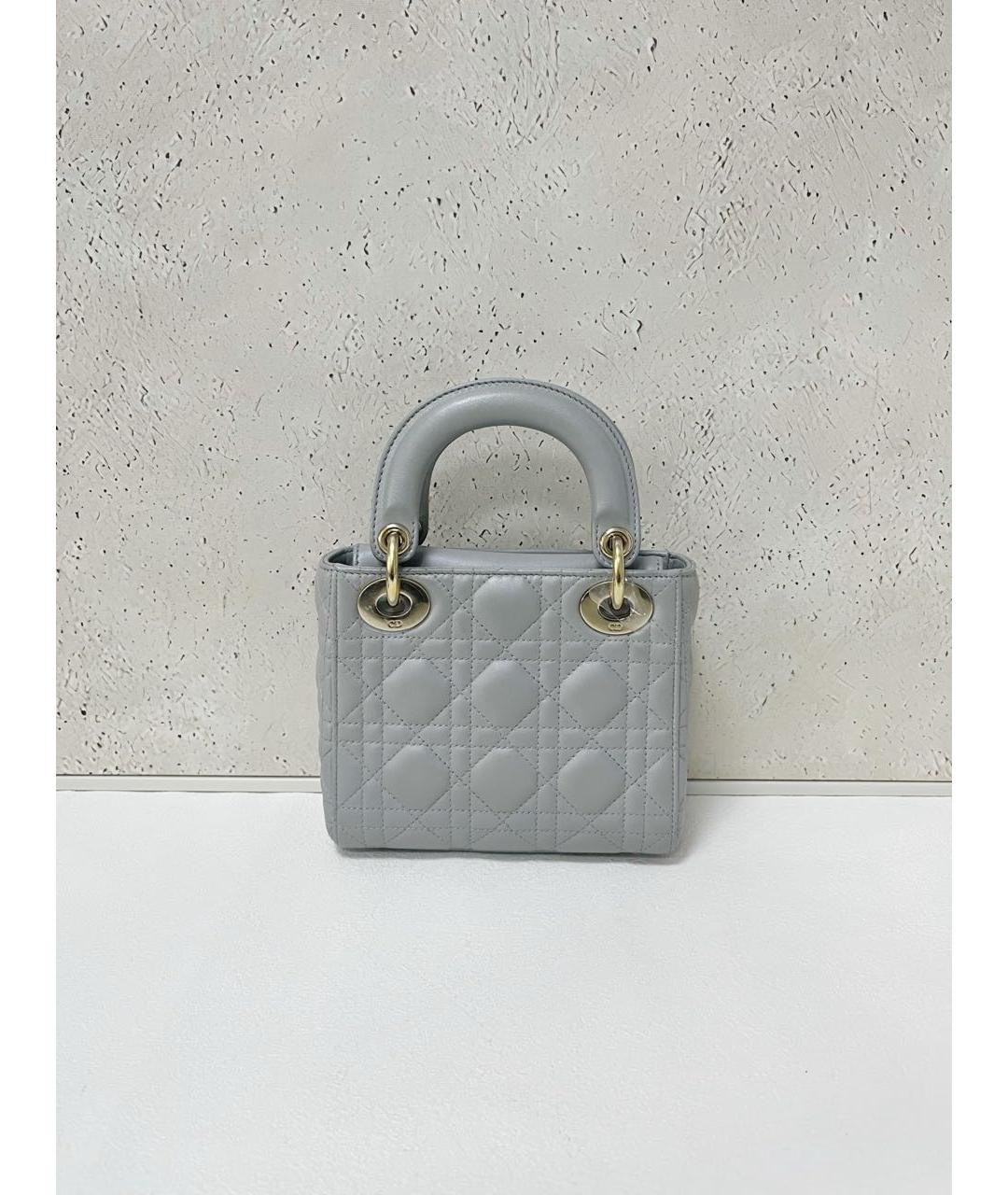 CHRISTIAN DIOR Серая кожаная сумка через плечо, фото 3