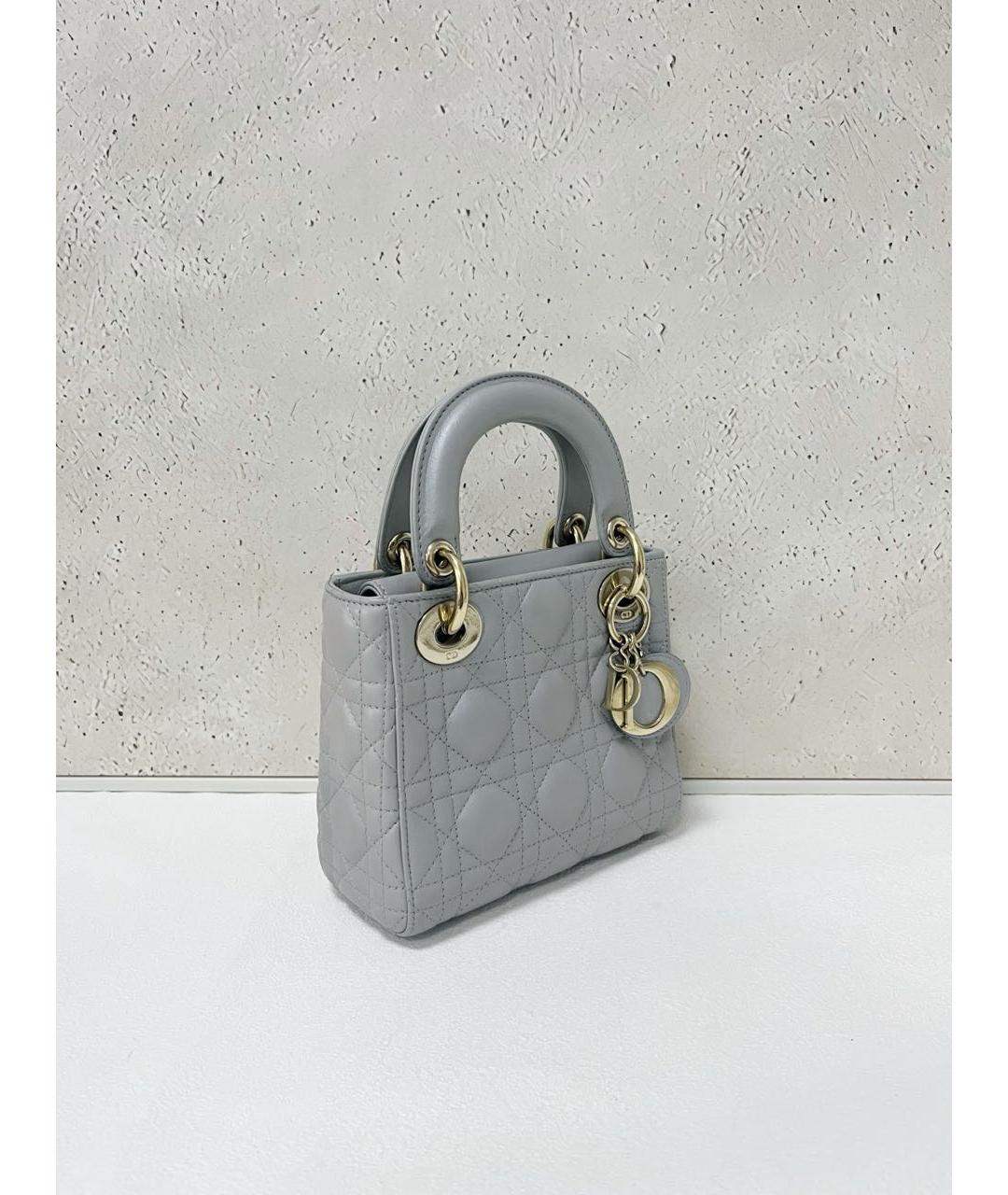 CHRISTIAN DIOR Серая кожаная сумка через плечо, фото 5