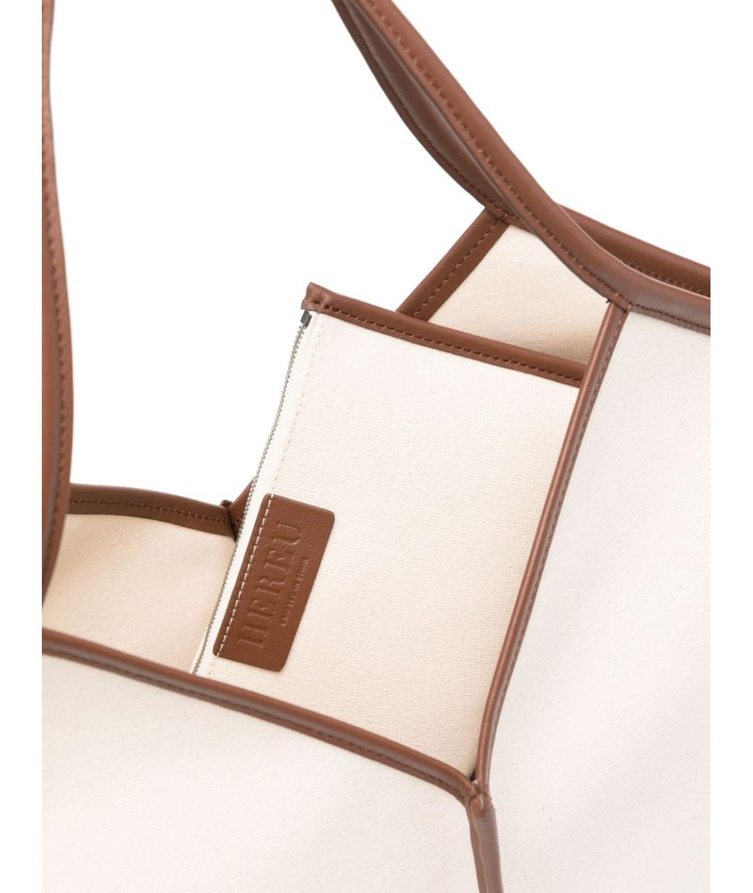 HEREU Бежевая тканевая сумка тоут, фото 2