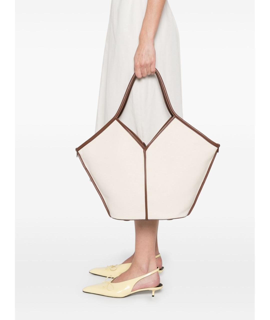 HEREU Бежевая тканевая сумка тоут, фото 5