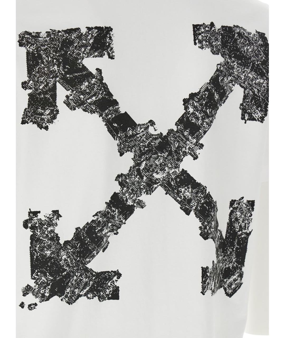 OFF-WHITE Белая хлопковая футболка, фото 4