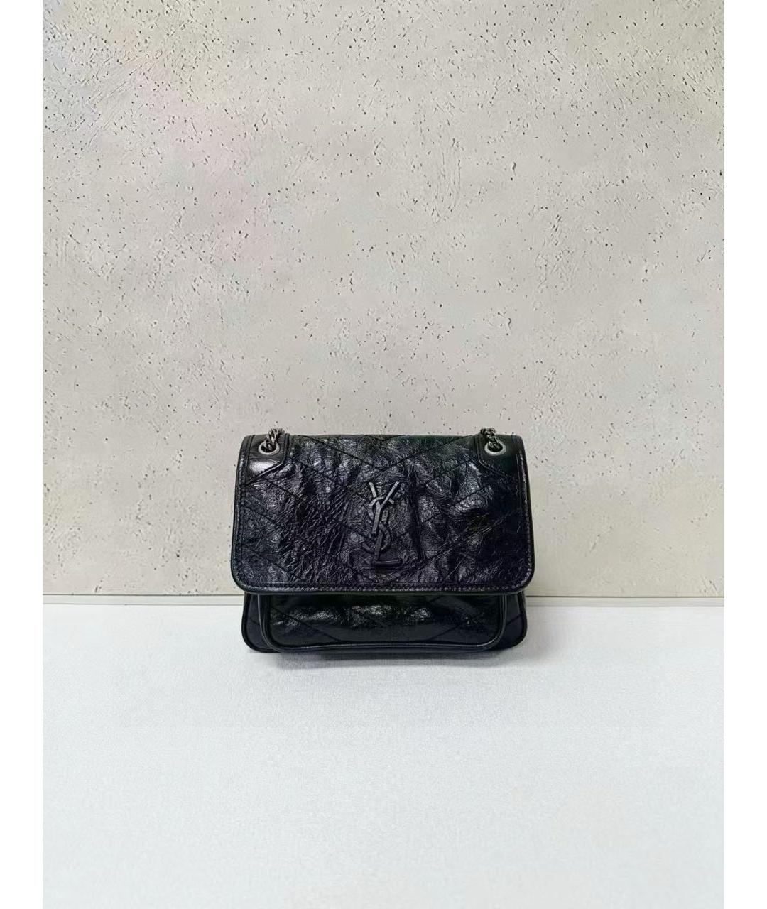 SAINT LAURENT Черная кожаная сумка через плечо, фото 7