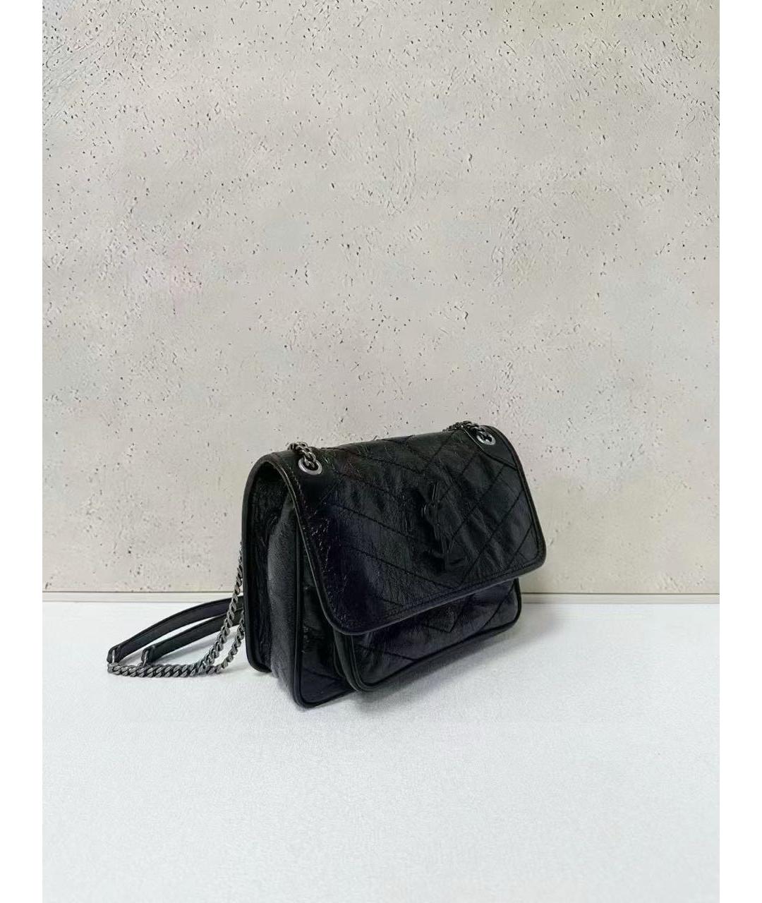 SAINT LAURENT Черная кожаная сумка через плечо, фото 5