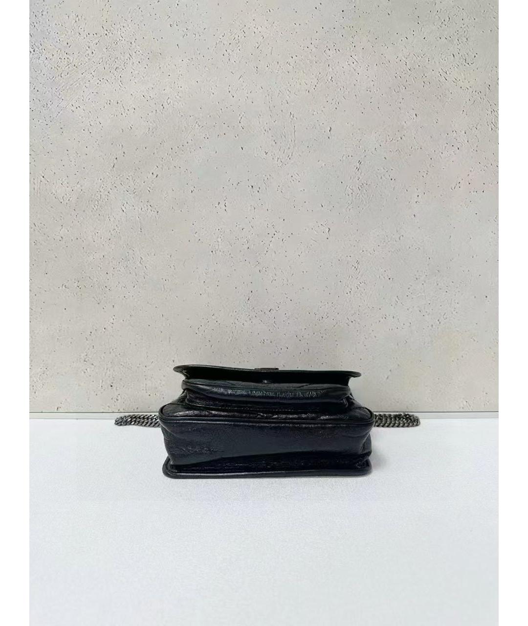 SAINT LAURENT Черная кожаная сумка через плечо, фото 6