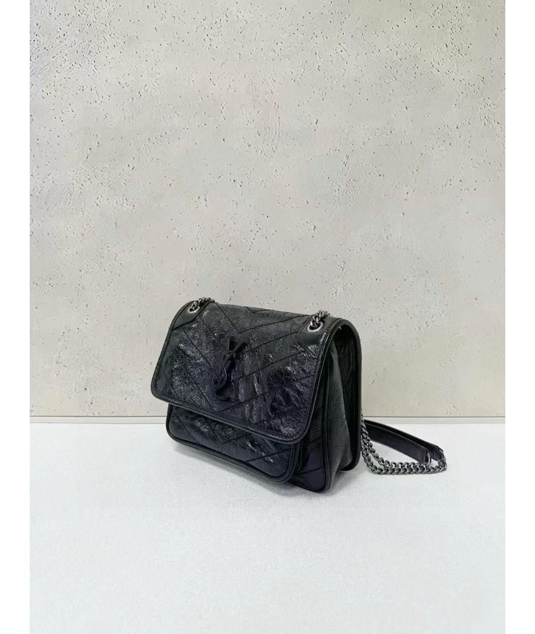 SAINT LAURENT Черная кожаная сумка через плечо, фото 4