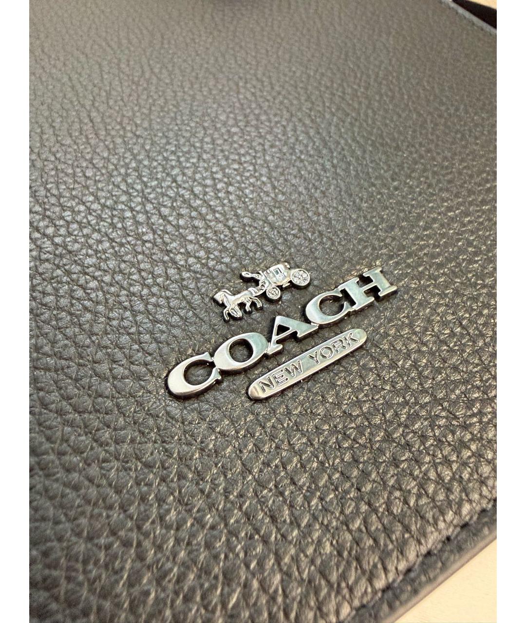 COACH Черная кожаная сумка тоут, фото 7