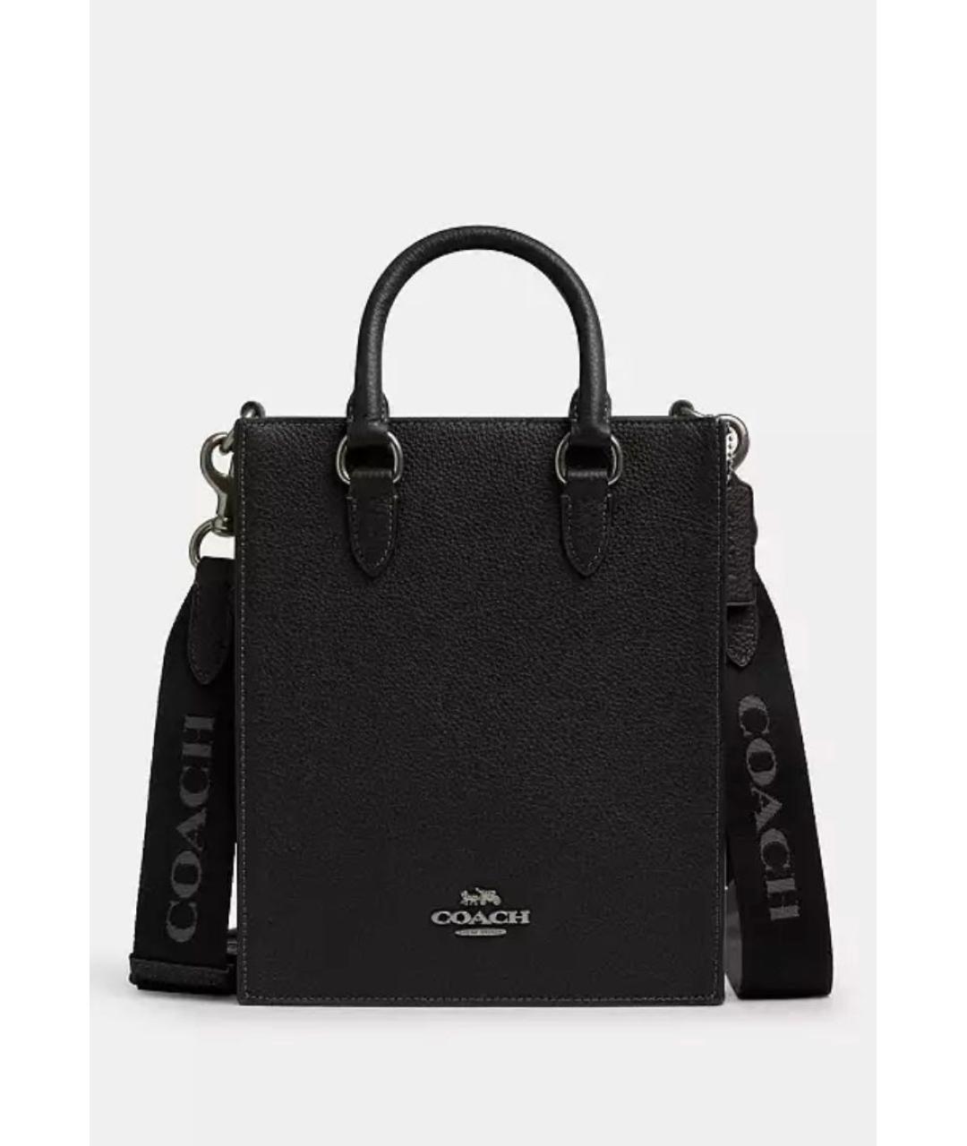 COACH Черная кожаная сумка тоут, фото 9