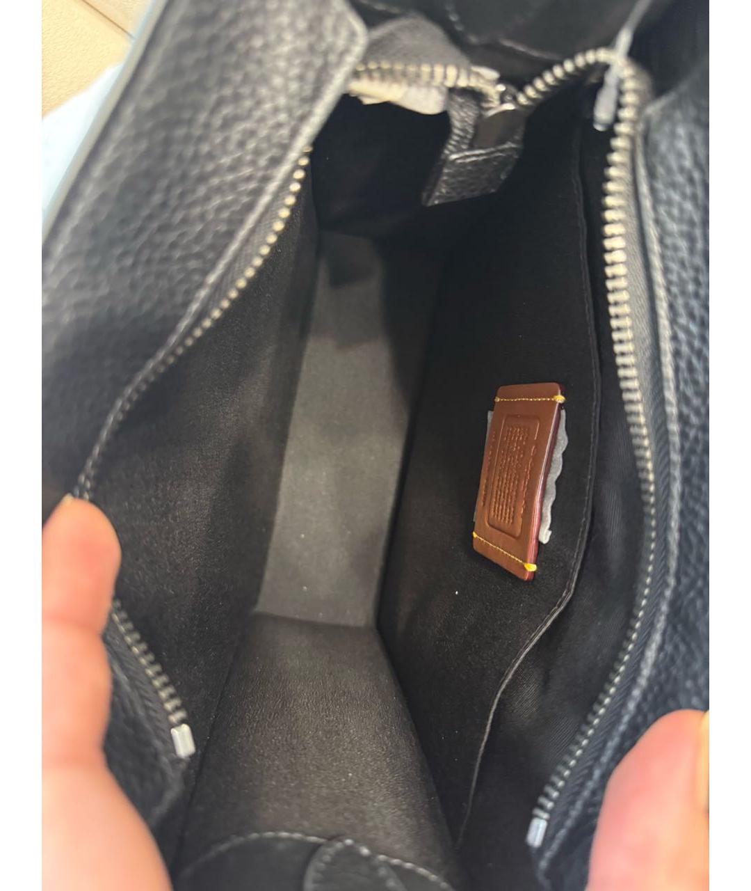 COACH Черная кожаная сумка тоут, фото 4