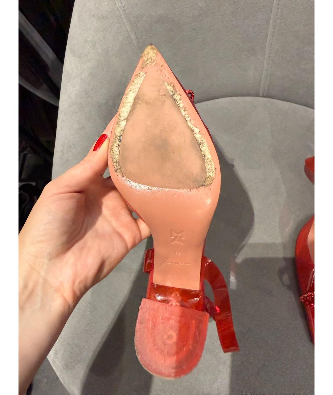 Amina Muaddi Красные босоножки, фото 7