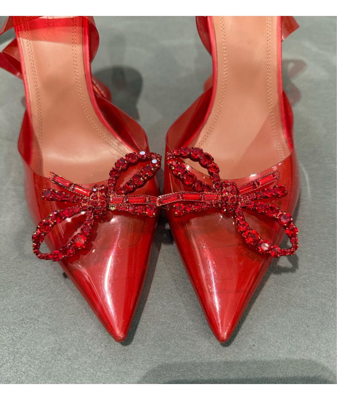 Amina Muaddi Красные босоножки, фото 4