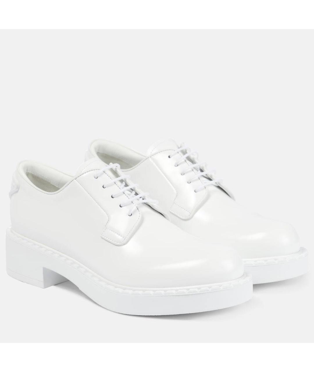 PRADA Белые кожаные брогги и оксфорды, фото 4