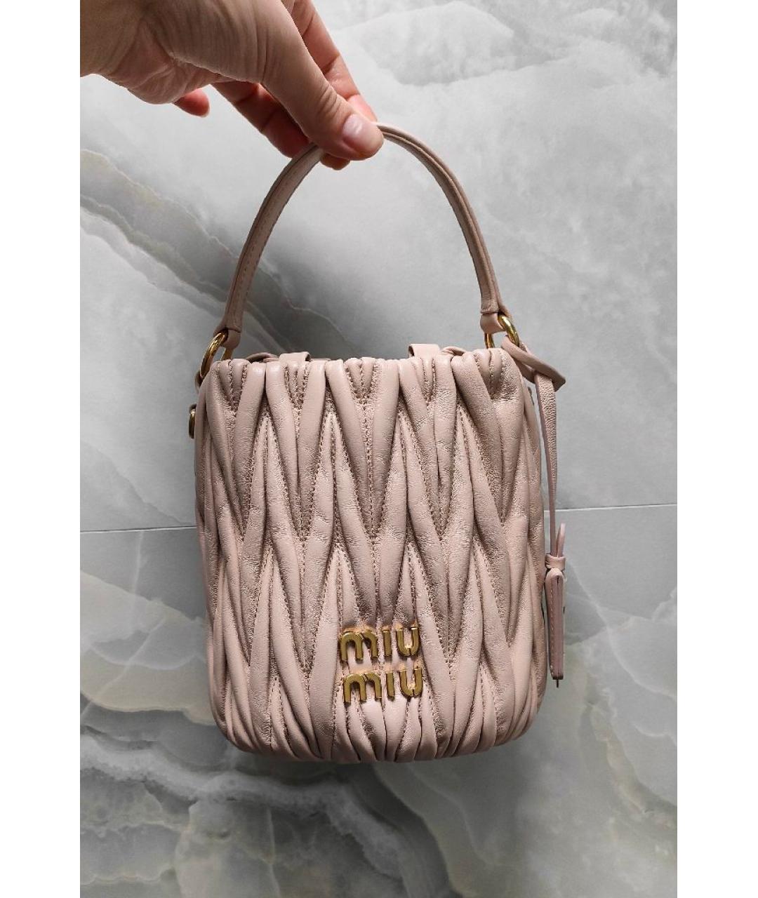 MIU MIU Розовая кожаная сумка через плечо, фото 5