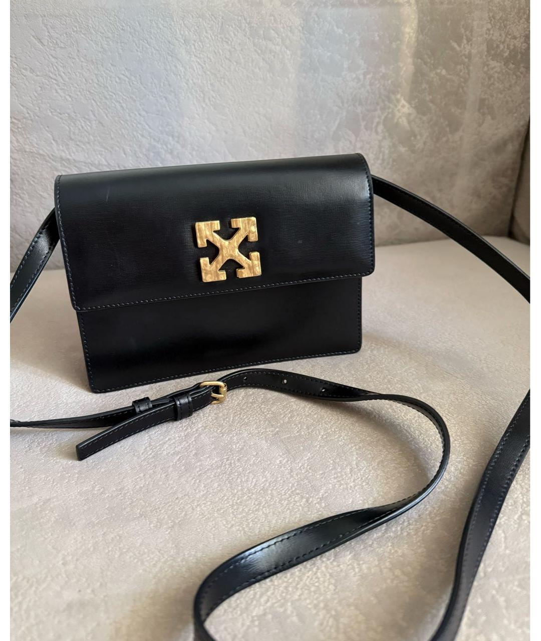 OFF-WHITE Черная кожаная сумка через плечо, фото 5