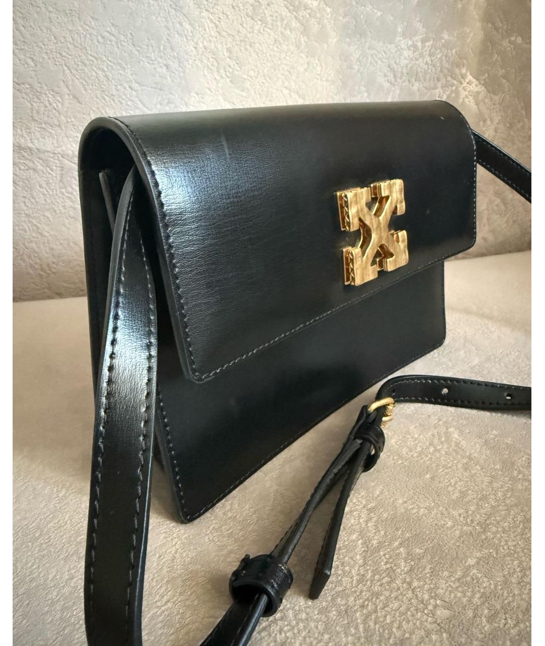 OFF-WHITE Черная кожаная сумка через плечо, фото 2