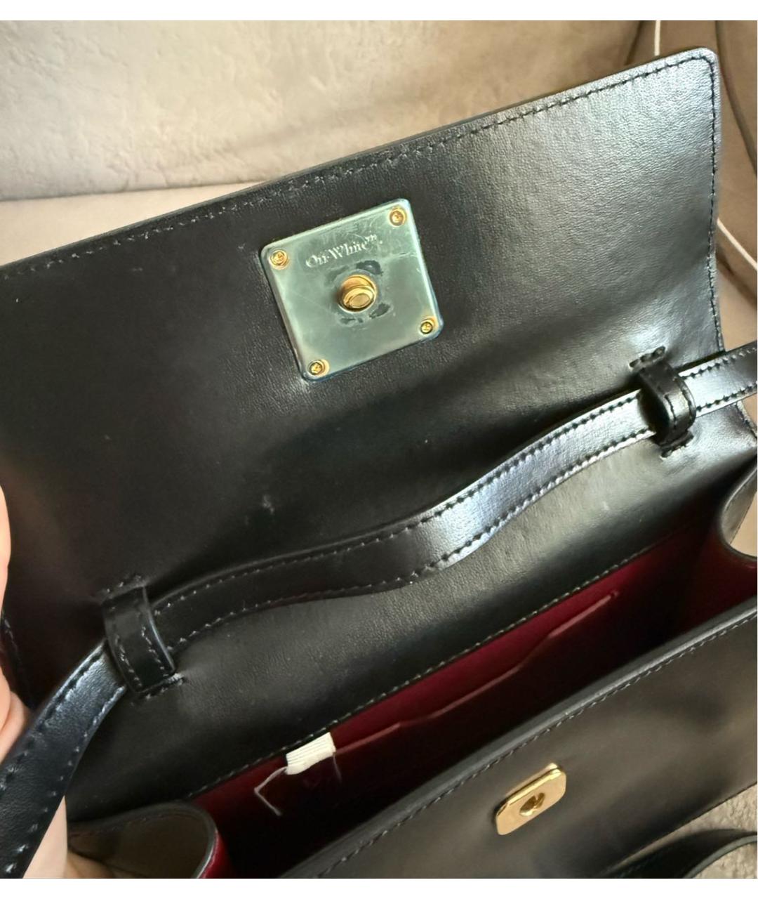 OFF-WHITE Черная кожаная сумка через плечо, фото 4