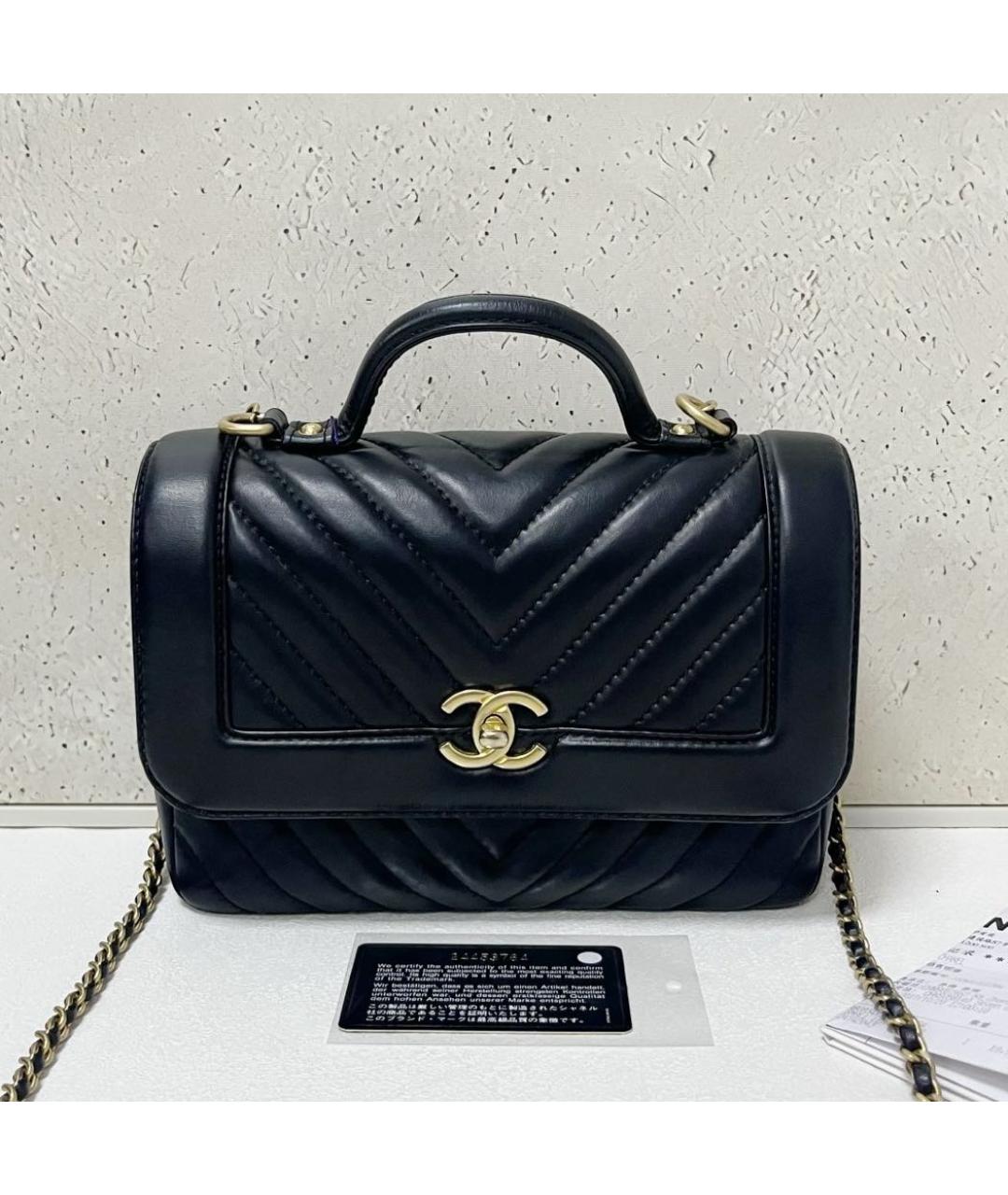 CHANEL Черная кожаная сумка через плечо, фото 7