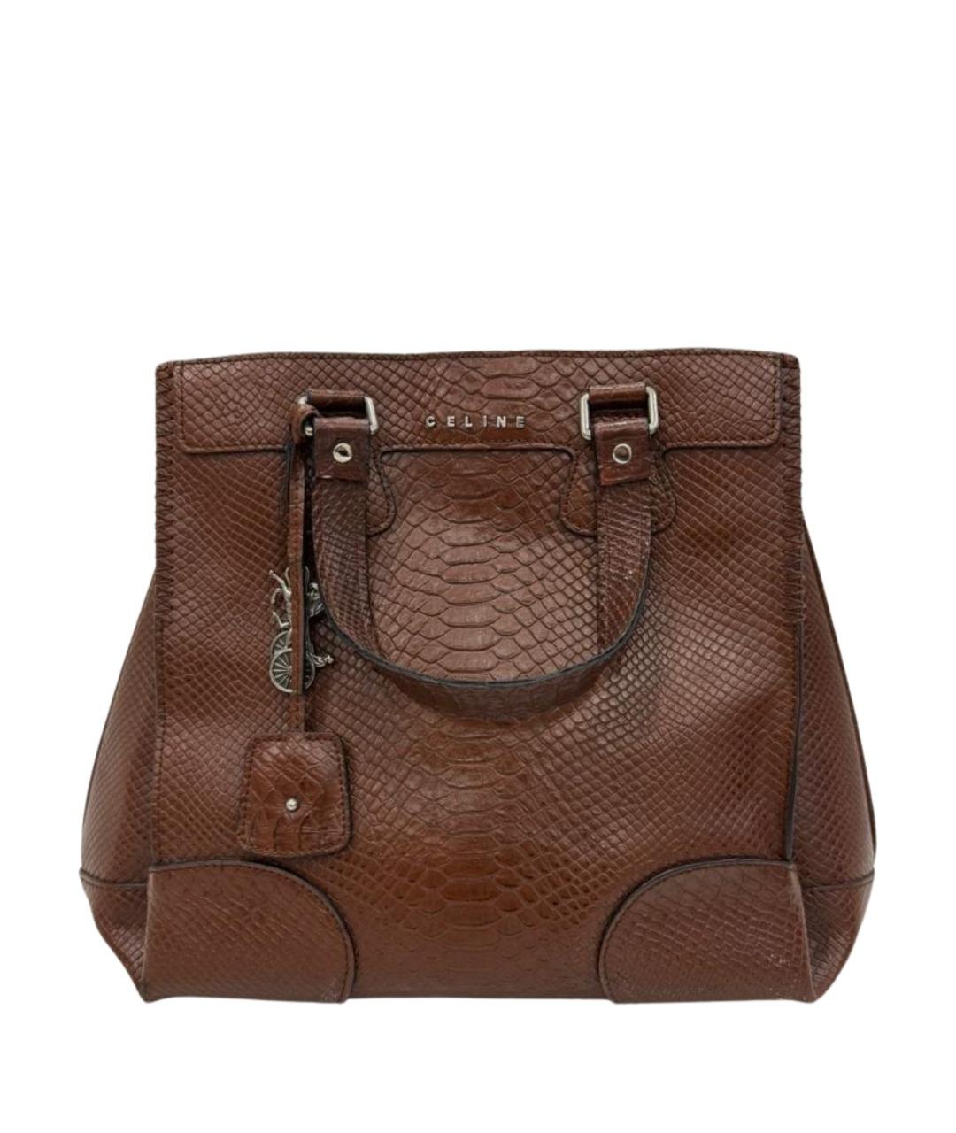 CELINE Коричневая кожаная сумка с короткими ручками, фото 1