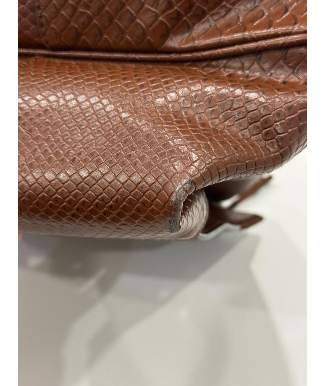 CELINE Коричневая кожаная сумка с короткими ручками, фото 8