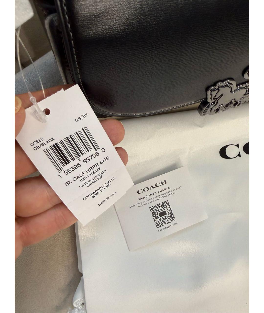 COACH Черная кожаная сумка через плечо, фото 7
