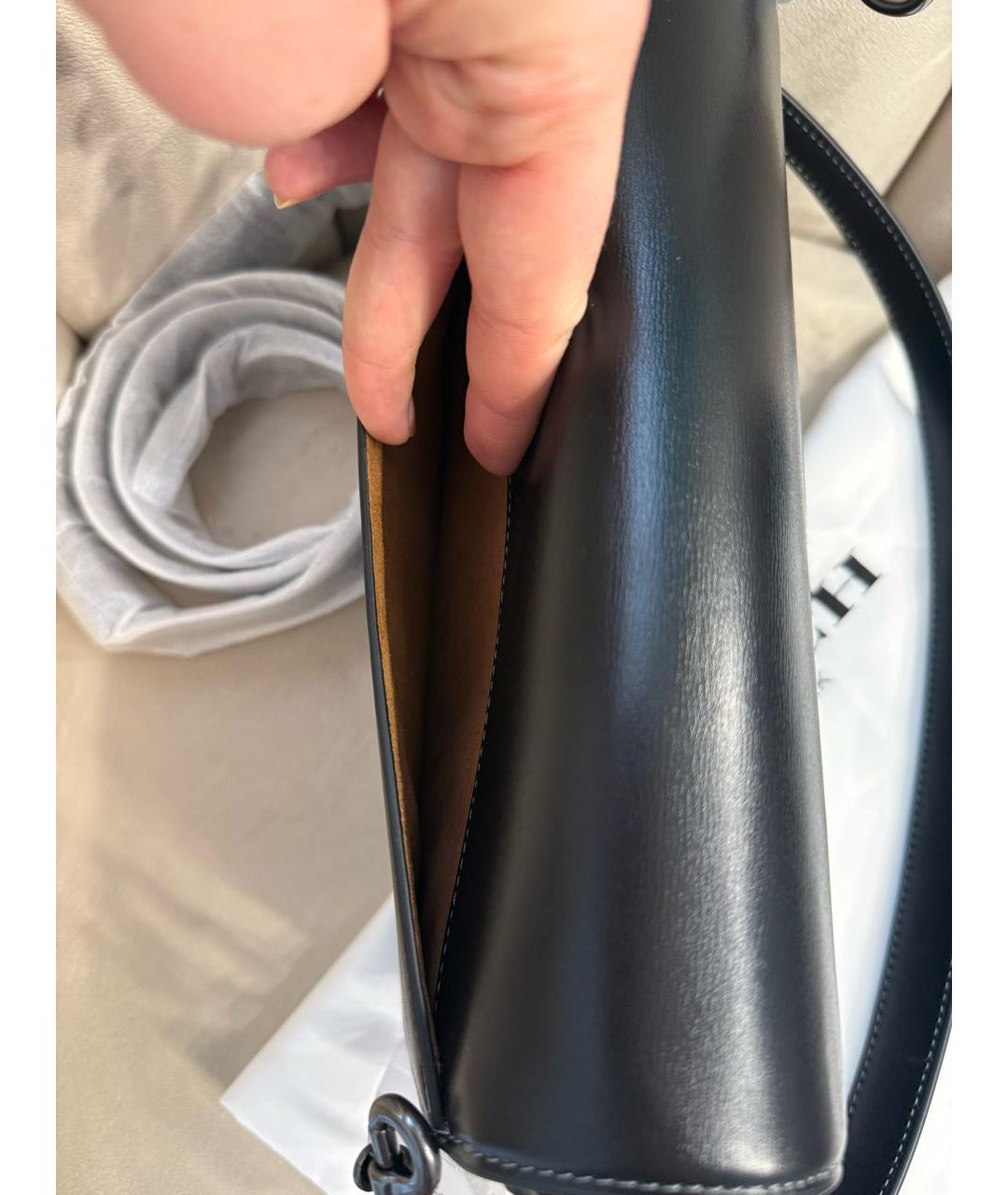 COACH Черная кожаная сумка через плечо, фото 5