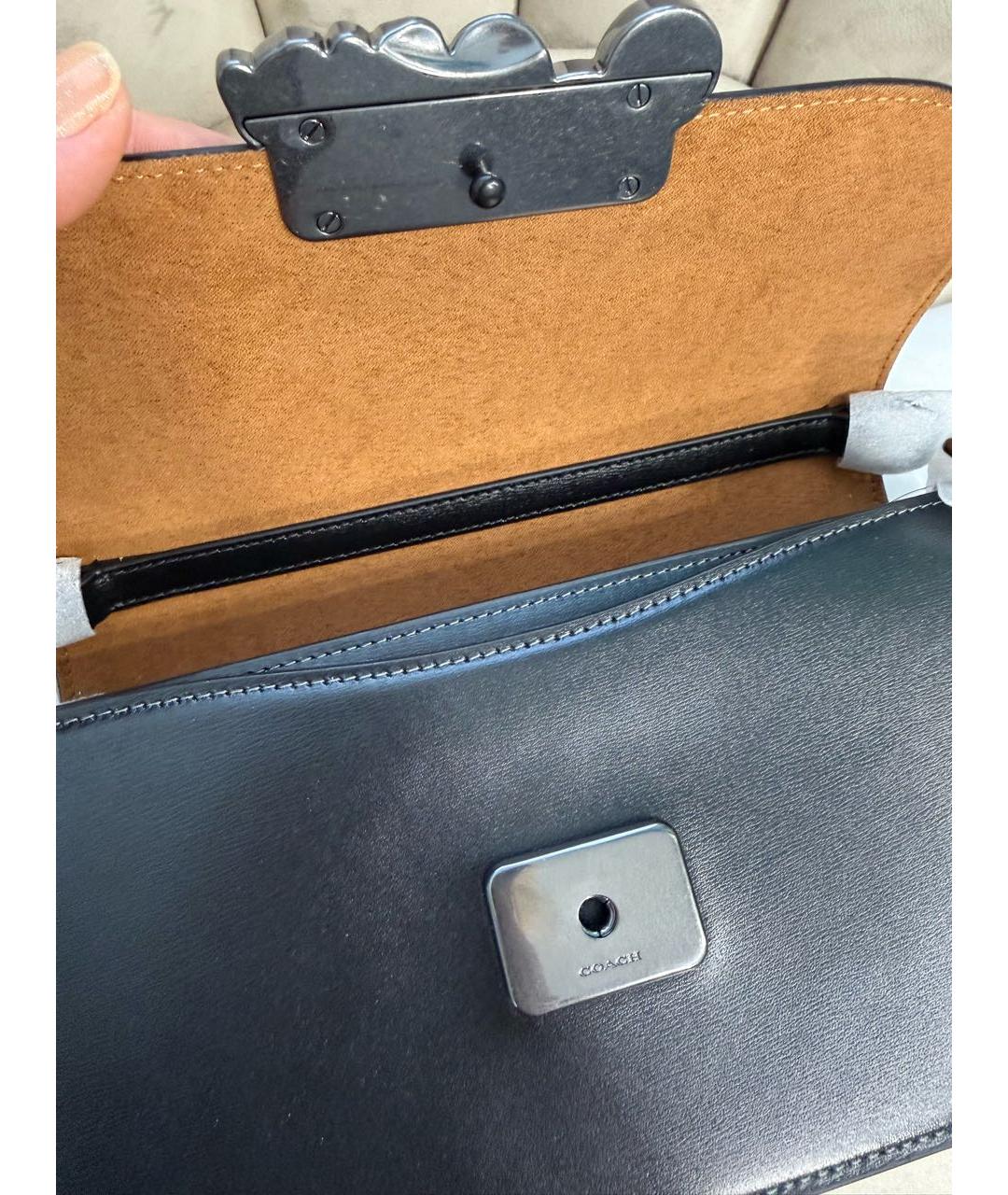 COACH Черная кожаная сумка через плечо, фото 4