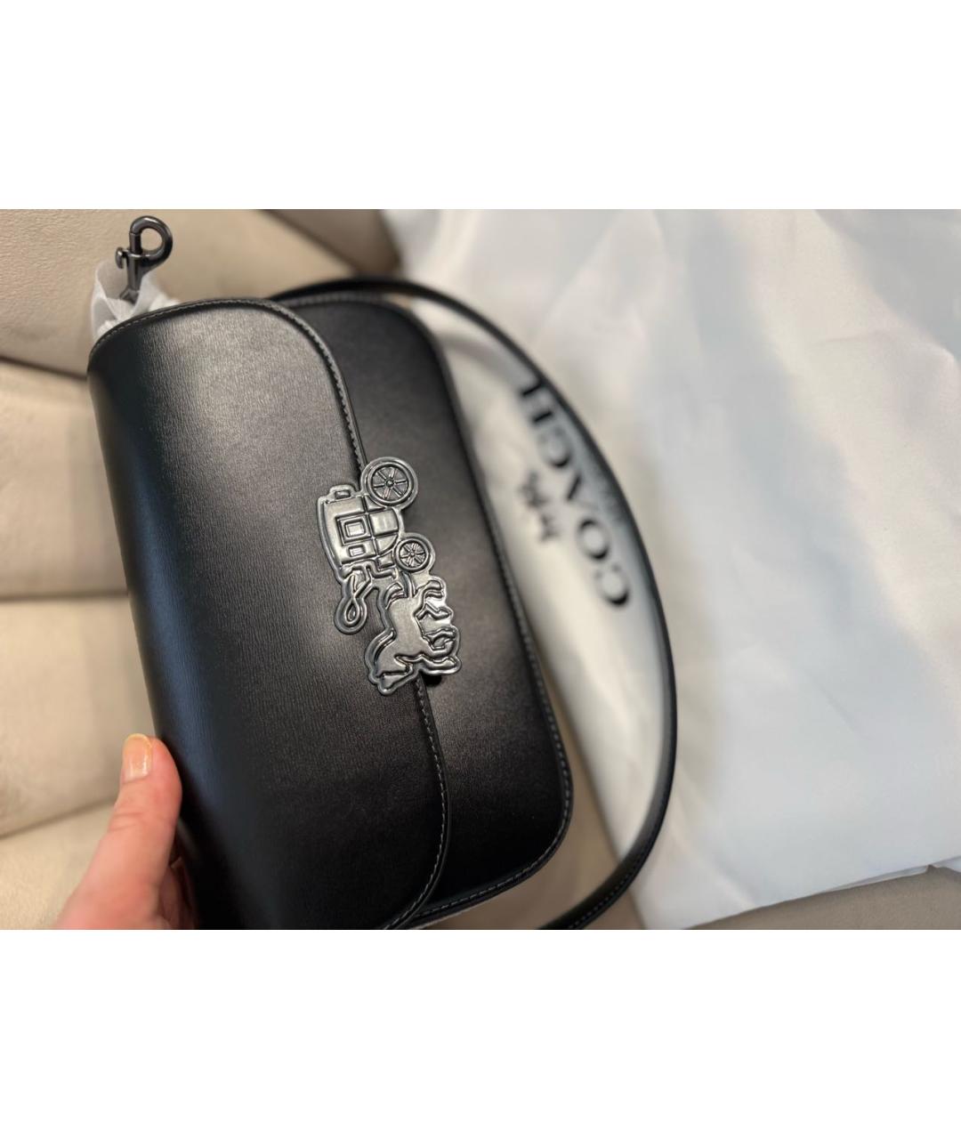 COACH Черная кожаная сумка через плечо, фото 3