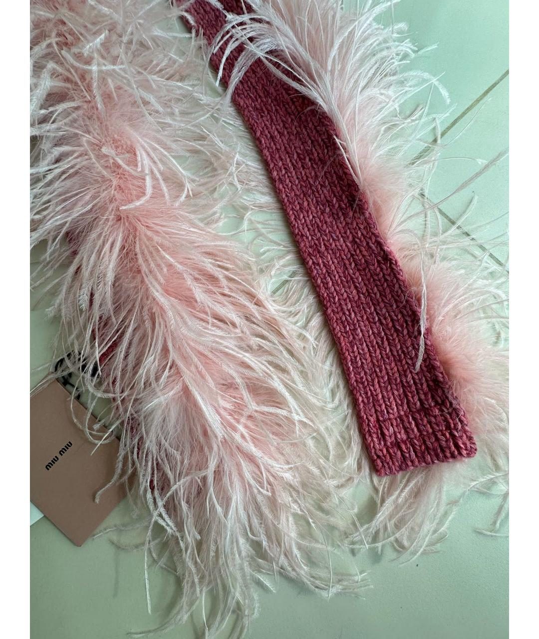 MIU MIU Розовый кашемировый шарф, фото 2