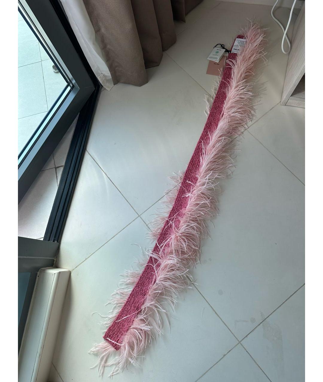 MIU MIU Розовый кашемировый шарф, фото 7