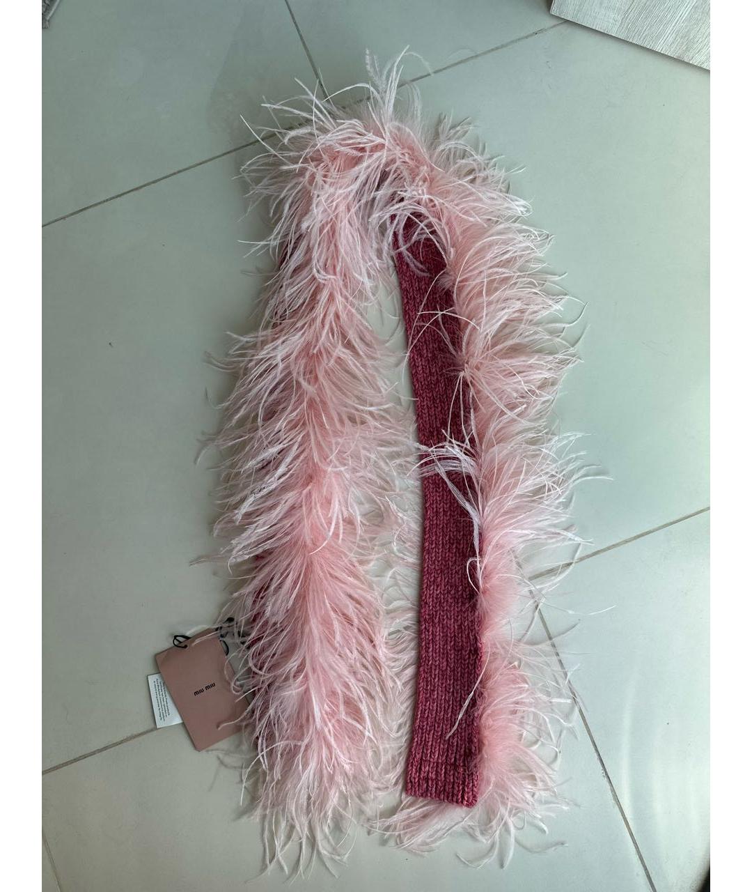 MIU MIU Розовый кашемировый шарф, фото 9