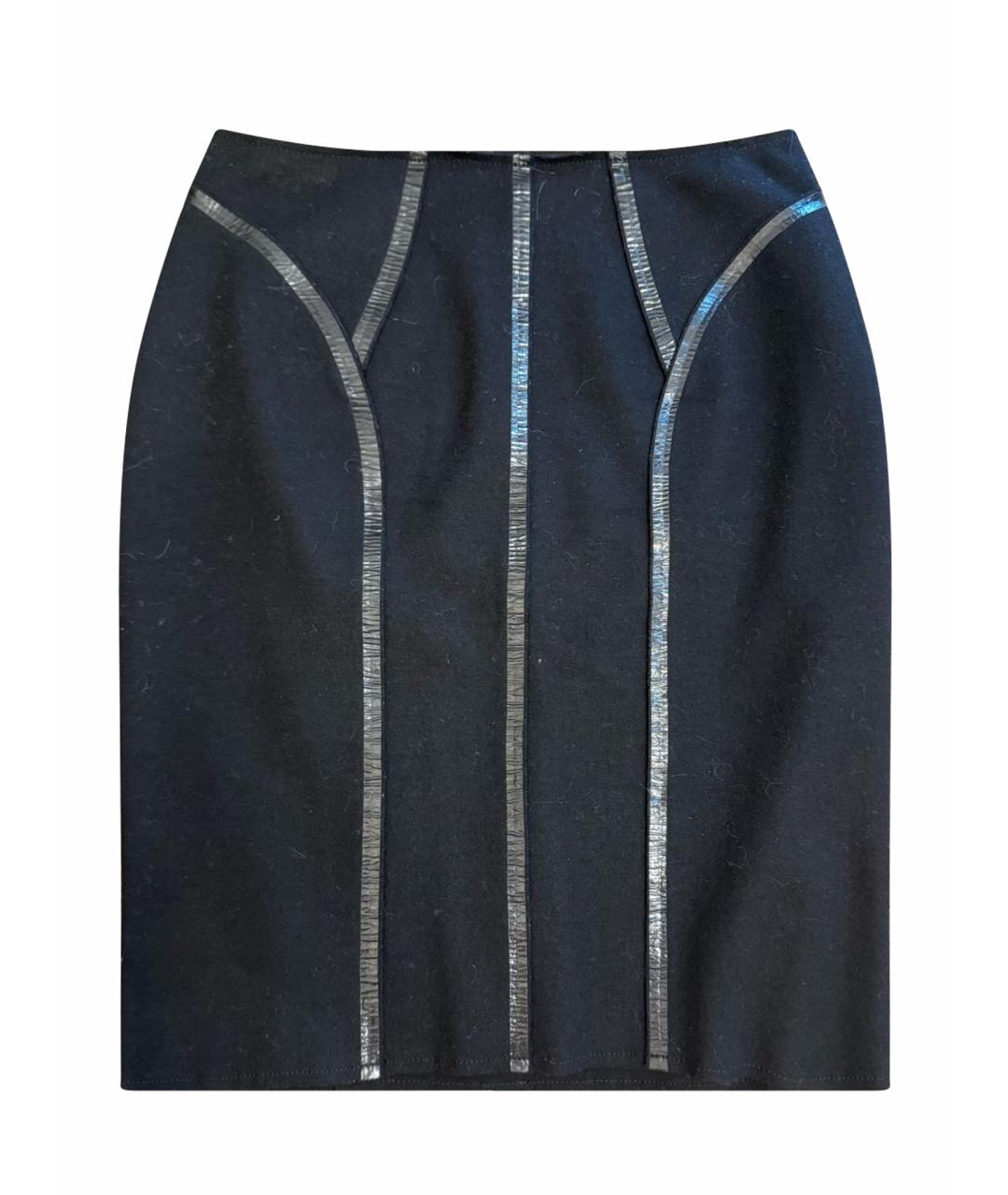 PRADA Черная шерстяная юбка миди, фото 1